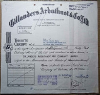 INDIA 1986 GILLANDERS ARBUTHNOT & Co. LTD.,...SHARE CERTIFICATE - Industrie