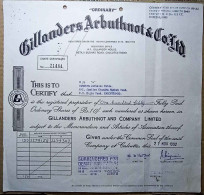 INDIA 1992 GILLANDERS ARBUTHNOT & Co. LTD.,...SHARE CERTIFICATE - Industrie