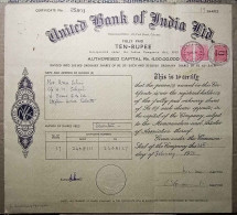 INDIA 1973 UNITED BANK OF INDIA...Rs.10 & Rs.20 TWO DIFFERENT SHARE CERTIFICATE - Banque & Assurance