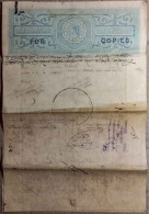 BRITISH INDIA 1879 QUEEN VICTORIA 2 ANNAS "FOR COPIES" SIX STAMP PAPER STITCHED TOGETHER....COMPLETE DOCUMENT - 1858-79 Crown Colony