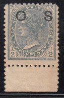 ½d QV, Mint With Margin Tab No Gum, New South Wales 1892 SERVICE, Australia, (Perf.,12x12), SGO58b - Nuovi