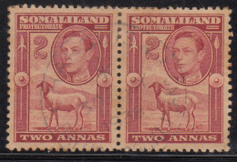 2d Pair,, Somaliland Protectorate Used 1938, Portrait To Left, Farm Animal, Sheep - Somaliland (Herrschaft ...-1959)