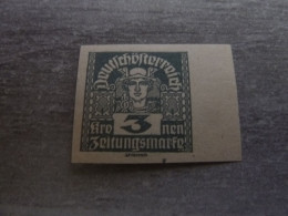 Deutscheofterreich - Heller 3 - Zritungsmarfn - Gris- Olive - Non Dentelé - Non Oblitéré - Année 1920 - - Fiscali