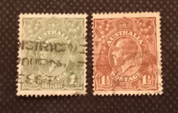 AUSTRALIE 1918 -1924 King George V - Different Watermark – 1P &  1½P Oblitérés - Used Stamps