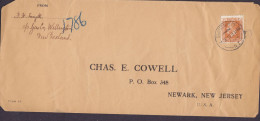 New Zealand WELLINGTON Courtenary Pl. 1919 Cover Brief CHAS. E. POWELL Newark NEW JERSEY United States GV. Stamp - Brieven En Documenten