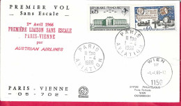 AUSTRIA - ERSTFLUG AUA - FROM PARIS TO WIEN *1.4.1966* ON OFFICIAL COVER - Premiers Vols