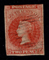 1856-56 SG9 2d Red W2 Imperf. Three Margins VFU (#1) £40 - Used Stamps