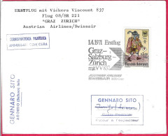 AUSTRIA - ERSTFLUG AUA SWISSAIR WITH VICJERS VISCOUNT 837- FROM GRAZ TO ZURICH*1.4.1971* ON LARGE COVER - First Flight Covers