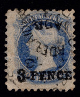 1870-71 SG92 3d On 4d Pale Ultramarine  W2 P10 £30.00 - Used Stamps