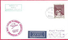 AUSTRIA - ERSTFLUG AUA MIT DC-9 FROM KLAGENFURT TO FRANKFURT *20.12.69* ON OFFICIAL COVER - Primi Voli