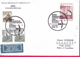 AUSTRIA - ERSTFLUG AUA WITH CARAVELLE FROM WIEN TO BUDAPEST/BUCAREST *18.5.1965* ON LARGE COVER - First Flight Covers