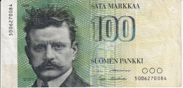 BILLETE DE FINLANDIA DE 100 MARKKAA DEL AÑO 1986  (BANKNOTE) BIRD-PAJARO - Finland