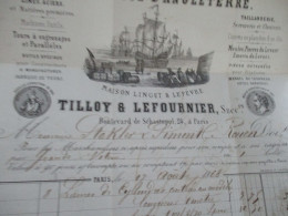 M45 Facture Illustrée 1868 A La Flotte Anglaise Tilloy Lefournier Linguet Lefèvre Commerce Navire Limes Taillanderie... - Straßenhandel Und Kleingewerbe