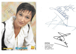 Postkaart Muziek Petra + Handtekening (beschadigd) - Autografi