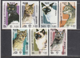 Kampuchea 1985 - Cats, Mi-Nr. 666/72, MNH** - Kampuchea