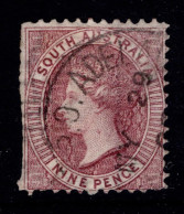 1901-02 SG146 9d Claret Wmk CrownSA W10 P11.5x12.5 DAMAGED £23 - Gebraucht