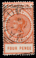 1906-12 SG 299a 4d Orange Thick Postage W27 P12 Or 12.5 (#1) £2.75 - Gebruikt
