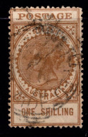 1906-12 SG 303 1/- Brown Thick Postage (#2) W27 P12.5 £5.00 - Oblitérés