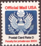 Stati Uniti Servizi 1985 UnN°106 Postal Card Rate D  MNH/** - Rollen