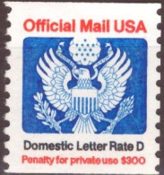 Stati Uniti Servizi 1985 UnN°107 Domestic Letter Rate D  MNH/** - Roulettes