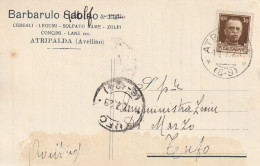 A155. Atripalda. 1929. Annullo Frazionario (6 - 9) Su Cartolina Postale PUBBLICITARIA ... CEREALI - LEGUMI - ... - Assicurati