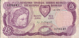 BILLETE DE CHIPRE DE 5 LIRA DEL AÑO 1979 (BANKNOTE) - Cyprus