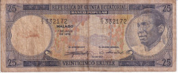 BILLETE DE GUINEA ECUATORIAL DE 25 EKUELE DEL AÑO 1975  (BANKNOTE) - Equatorial Guinea