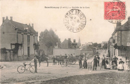 37 Semblançay Arrivée De La Gare CPA Cachet 1906 Carte Avec Animation Attelage Avec Ane Vélo Cycliste - Semblançay