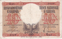 BILLETE DE ALBANIA DE 10 LEK DEL AÑO 1940 (BANKNOTE) - Albanië