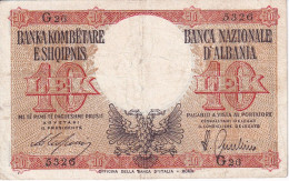 BILLETE DE ALBANIA DE 10 LEK DEL AÑO 1940 (BANKNOTE) - Albanien