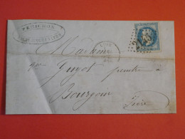 BZ12 FRANCE BELLE LETTRE 1868  LYON A BOURGOIN  +NAPOLEON N°29  ++AFF. INTERESSANT ++ - 1863-1870 Napoléon III Lauré
