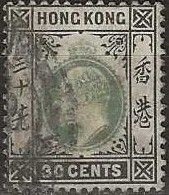 HONG KONG 1903 King Edward VII - 30c. - Green And Black FU - Usati