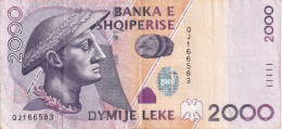 BILLETE DE ALBANIA DE 2000 LEKE DEL AÑO 2012 (BANKNOTE) - Albanien