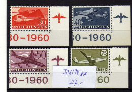 Liechtenstein (1960) - 30e Anniversaire Du Timbre Aerien -  Neufs** - MNH - Luftpost