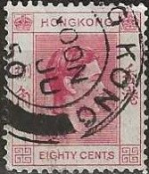 HONG KONG 1938 King George VI - 80c. - Red FU - Oblitérés