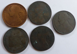 GB Victoria  5 Stück Aus: 1861 - 1889  One Penny    #coin270 - D. 1 Penny