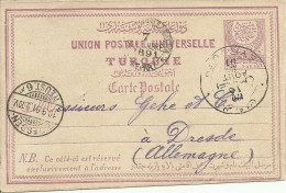 Turkey; 1891 Ottoman Postal Stationery Sent From Beirut To Dresden - Covers & Documents