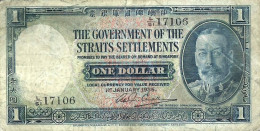 STRAITS SETTLEMENTS $1 BLUE KGV HEAD FRONT TIGER  BACK DATED 01-01-1935 F P.16b SCARCE READ DESCRIPTION CAREFULLY !!! - Andere - Azië