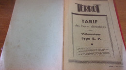 Catalogue 1936 TARIF DES PIECES DETACHEES  Cycles Motocyclettes "TERROT"  DIJON  TYPE  125 CC EP - Motos