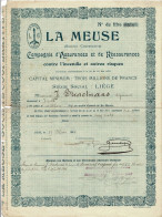 Titre De 1898 - La Meuse -Sté Coopérative - Cie D'Assurances Et De Réassurances Contre L'Incendie Et Autres Risques - - Banque & Assurance