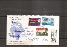 Rhodésie Et Nyassaland - Avions ( Lettre Recommandée En Premier Jour De 1962 De Ndola Vers L'Afrique Du Sud à Voir) - Rhodesien & Nyasaland (1954-1963)
