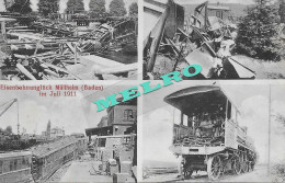 POSTKARTE-Grosses Eisenbahnungluck In Müllheim Mülheim 17 Juli 1911 (Bahnhof Catastrophe Ferroviaire Accident Train Anim - Müllheim