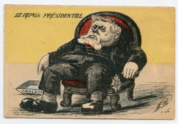 Illustrateur Mille.caricature Satirique Armand Fallière  "  Le Repos Présidentiel " Son Crachoir En Bas De Son Siège  " - Mille