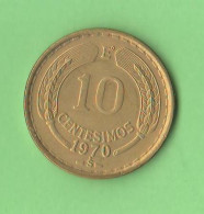 Cile Chile 10 Centesimos 1970 Aluminum + Bronze Coin - Chili