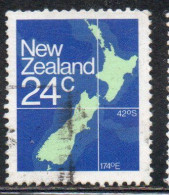 NEW ZEALAND NUOVA ZELANDA 1977 1982 MAP 24c USED USATO OBLITERE' - Used Stamps