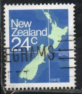 NEW ZEALAND NUOVA ZELANDA 1977 1982 MAP 24c USED USATO OBLITERE' - Usados