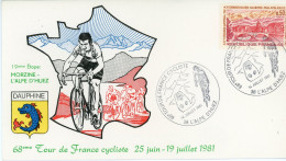 Enveloppe Premier Jour TOUR DE FRANCE 1981 25 Juin 19 Juillet 1981 19ème étape - Cycling