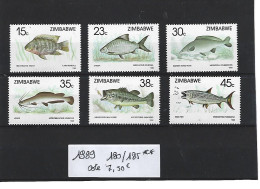 ZIMBABWE N° 180 / 185 ** MNH  1989  POISSONS   COTE : 8 € - Zimbabwe (1980-...)