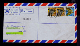 Gc7871 ZIMBABWE Giraffes Zebres Wild Faune Animals Mailed 1985 Sweden - Girafes