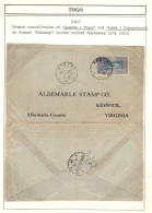 Togo / Dahomey - November 9, 1915 Aneho, Togo With A Dahomey Stamp To USA - Brieven En Documenten